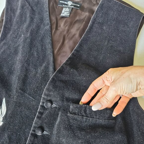 Vintage Velveteen Men's Black Warner Brothers Bugs Bunny Vest adjustable size L - Picture 15 of 15